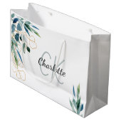 Eucalyptus greenery white gold monogram groot cadeauzakje (Voorkant Gekanteld)