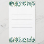 Eucalyptus Greenery White Reception Briefpapier (Achterkant)