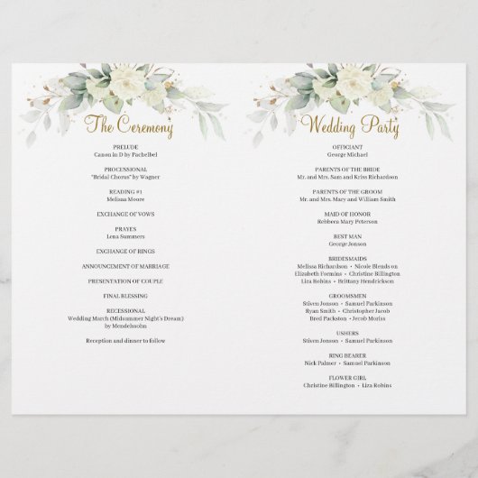 Eucalyptus Greenery white roses Gold-programma (Achterkant)