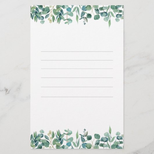 Eucalyptus Greenery White Weddin Briefpapier (Achterkant)