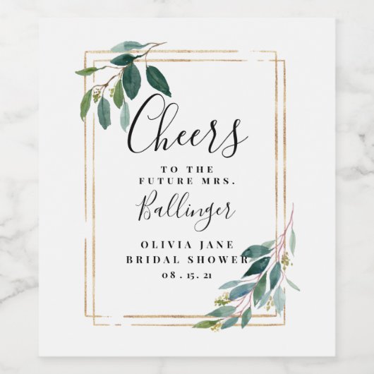 Eucalyptus Greenery Wine Label Wijn Etiket (Enkel label)