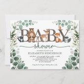 Eucalyptus Greenery Woodland Animals Baby shower Kaart (Voorkant)