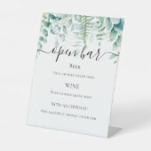 Eucalyptus greenery woodland ferns bar menu reclamebord met voetstuk (Voorkant)