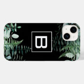 Eucalyptus greenery woodland ferns monogram zwart Case-Mate iPhone case (Achterkant (horizontaal))