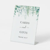Eucalyptus greenery woodland geeft kaartjes reclamebord met voetstuk (Voorkant)