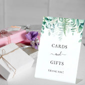 Eucalyptus greenery woodland geeft kaartjes reclamebord met voetstuk