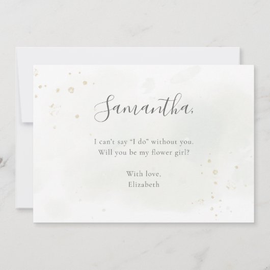 Eucalyptus Greenery wordt mijn Bloemenmeisje Kaart (Achterkant)