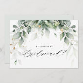 Eucalyptus Greenery Wordt mijn Bridesmaid Kaart (Voorkant / Achterkant)