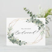 Eucalyptus Greenery Wordt mijn Bridesmaid Kaart (Staand voorkant)