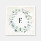 Eucalyptus Greenery Wreath Monogram Weddenschap Servet (Voorkant)