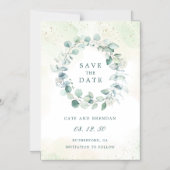 Eucalyptus Greenery Wreath Wedding Save the Date Magnetische Uitnodiging (Voorkant)