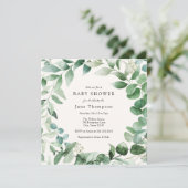 Eucalyptus Greenery Wreator Baby shower Invitation Kaart (Staand voorkant)
