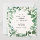 Eucalyptus Greenery Wreator Baby shower Invitation Kaart (Voorkant)