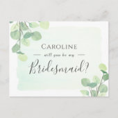 Eucalyptus Greenery zal mijn Bridesmaid zijn Uitnodiging Briefkaart (Voorkant)