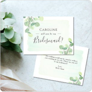 Eucalyptus Greenery zal mijn Bridesmaid zijn Uitnodiging Briefkaart