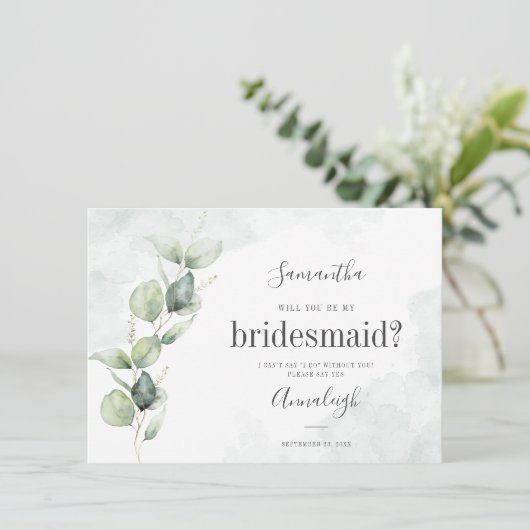 Eucalyptus Greenery zal mijn Bridesmaïde Kaart zij (Staand voorkant)