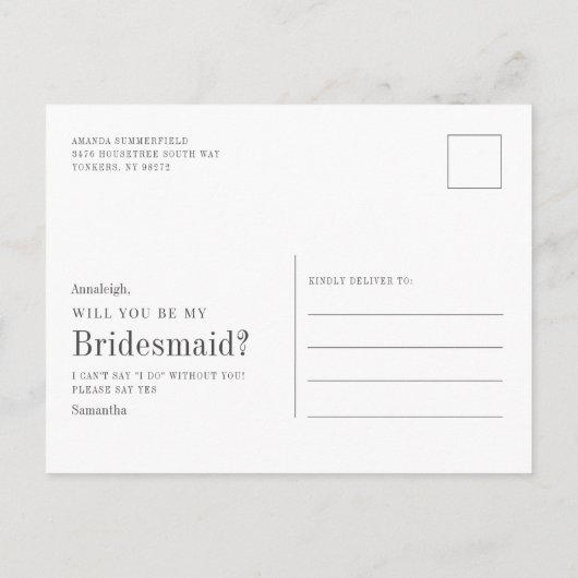 Eucalyptus Greenery zal mijn Bridesmaïde Kaart zij (Achterkant)