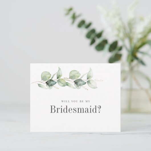 Eucalyptus Greenery zal mijn Bridesmaïde Kaart zij (Staand voorkant)