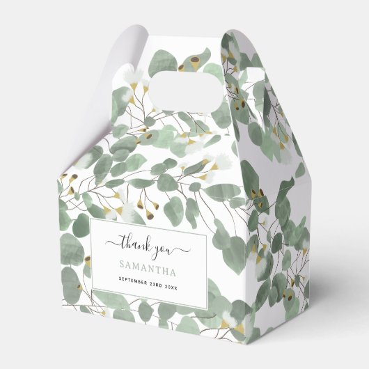 Eucalyptus Greenery Zilveren Dollar Gum Bloesems Bedankdoosjes (Voorkant Zijde)