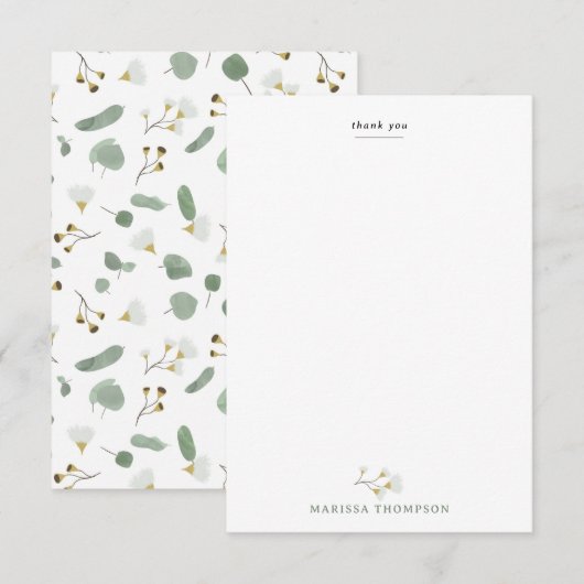 Eucalyptus Greenery Zilveren Dollar Gum Bloesems Bedankkaart (Voorkant / Achterkant)