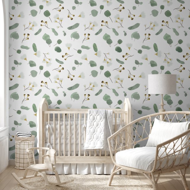 Eucalyptus Greenery Zilveren Dollar Gum Bloesems Behang (Kinderen)
