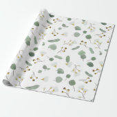Eucalyptus Greenery Zilveren Dollar Gum Bloesems Cadeaupapier (Uitgerold)