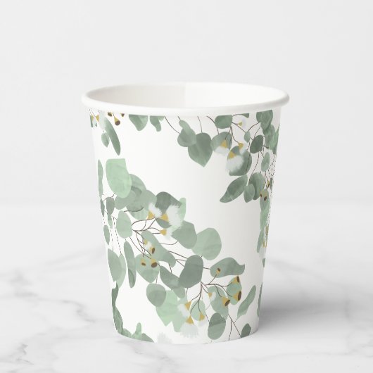 Eucalyptus Greenery Zilveren Dollar Gum Bloesems Papieren Bekers (Links)
