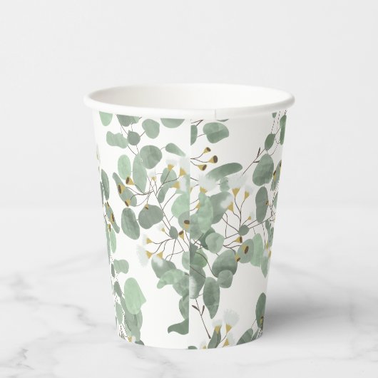 Eucalyptus Greenery Zilveren Dollar Gum Bloesems Papieren Bekers (Rechts)