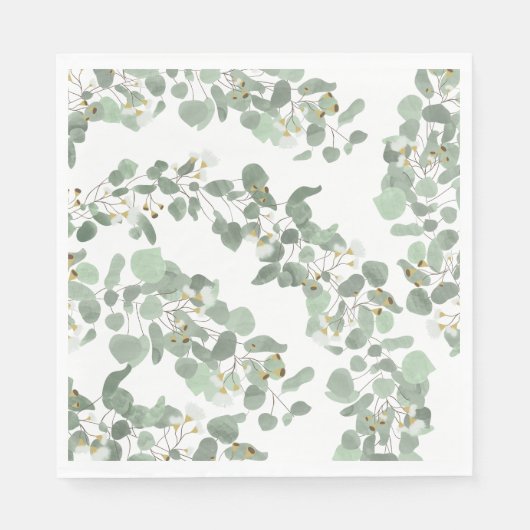 Eucalyptus Greenery Zilveren Dollar Gum Bloesems Servet (Voorkant)