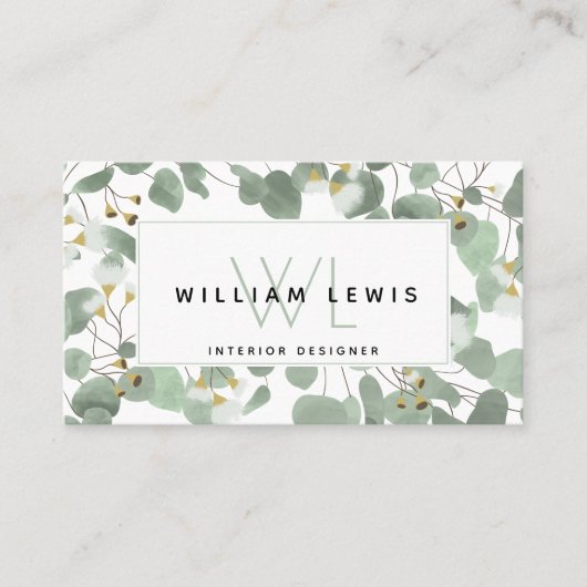 Eucalyptus Greenery Zilveren Dollar Gum Bloesems Visitekaartje (Voorkant)