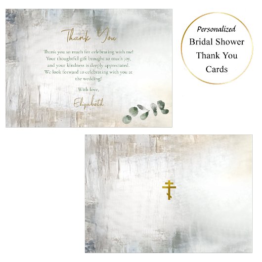 Eucalyptus Grijs Goud Textuur Bruiloftsfeest Bedankkaart