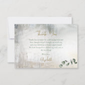 Eucalyptus Grijs Goud Textuur Bruiloftsfeest Bedankkaart (Voorkant)