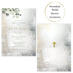 Eucalyptus Grijs Goud Textuur Vrijgezellenfeest Kaart