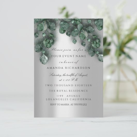 Eucalyptus grijs VIP bruids bruiloft bos rustiek Kaart (Staand voorkant)