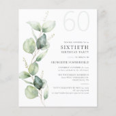 Eucalyptus groen 60e verjaardag feestuitnodiging (Voorkant)