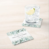 Eucalyptus groen aangepaste boho rustieke bruiloft kartonnen onderzetters (Insitu)