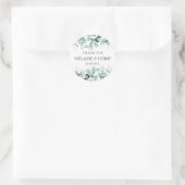 Eucalyptus groen aangepaste boho rustieke bruiloft ronde sticker (Tas)