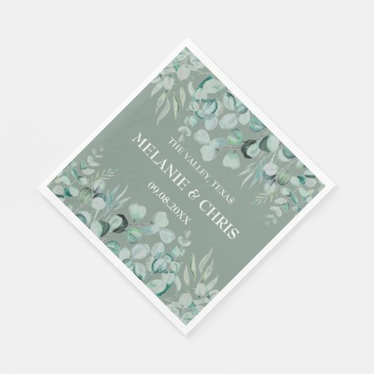 Eucalyptus groen aangepaste boho rustieke bruiloft servet (Hoek)