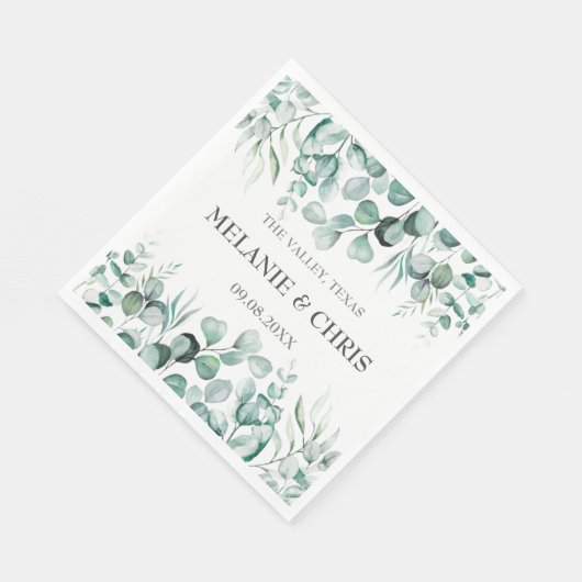 Eucalyptus groen aangepaste boho rustieke bruiloft servet (Hoek)