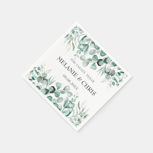 Eucalyptus groen aangepaste boho rustieke bruiloft servet (Hoek)