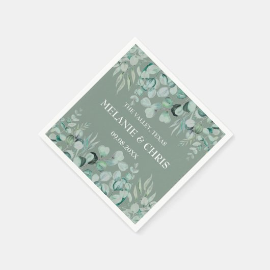 Eucalyptus groen aangepaste boho rustieke bruiloft servet (Hoek)