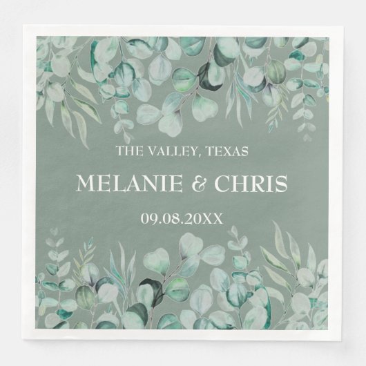 Eucalyptus groen aangepaste boho rustieke bruiloft servet (Voorkant)