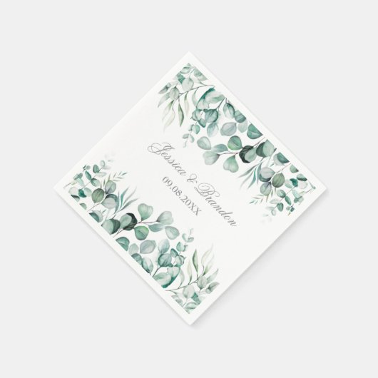 Eucalyptus groen aangepaste boho rustieke bruiloft servet (Hoek)