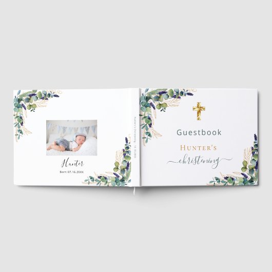 Eucalyptus groen aangepaste foto doop gastenboek (Volledig)