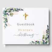 Eucalyptus groen aangepaste foto doop gastenboek (Voorkant)