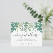 Eucalyptus groen adreswijziging aankondigingskaart (Staand voorkant)