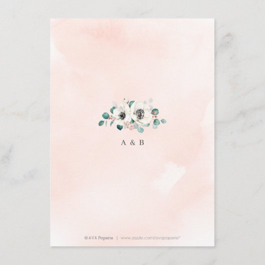 Eucalyptus groen anemoon bloemrijke rustieke bruil informatiekaartje (Achterkant)