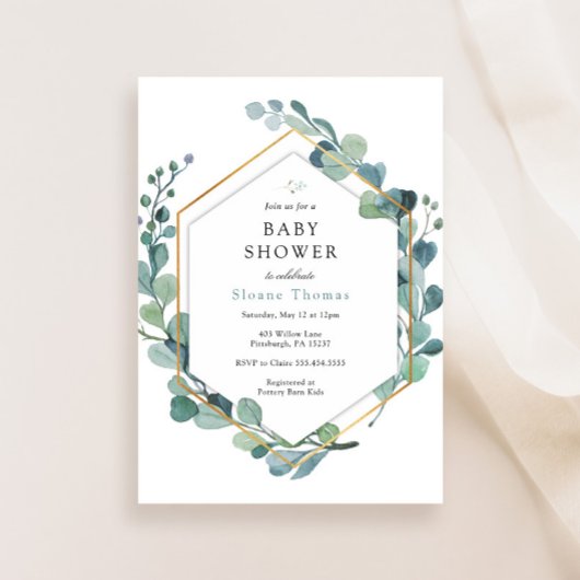 Eucalyptus groen Baby in bloei Baby shower Kaart