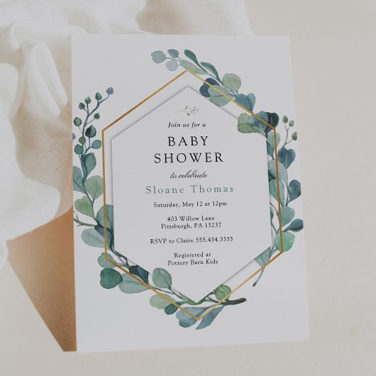 Eucalyptus groen Baby in bloei Baby shower Kaart
