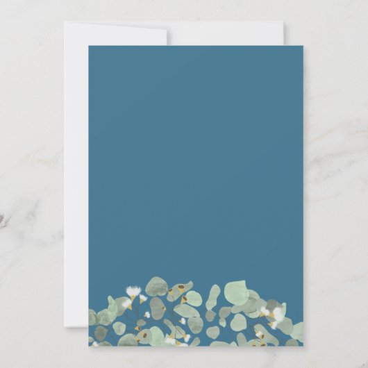 Eucalyptus groen baby jongen blauwe babyshower kaart (Achterkant)